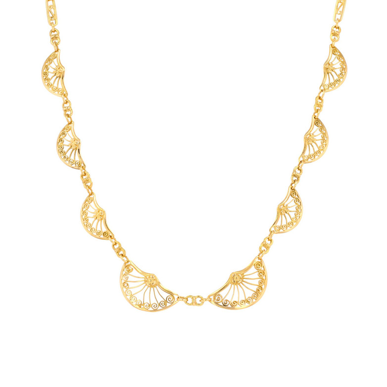 Acheter Collier vintage maille filigrane or jaune 15.41g Comme neuf - 2900,00 € Collier vintage maille filigrane or jaune 15.41g Comme neuf - reconditionné disponible sur Gemme Les Bijoux
